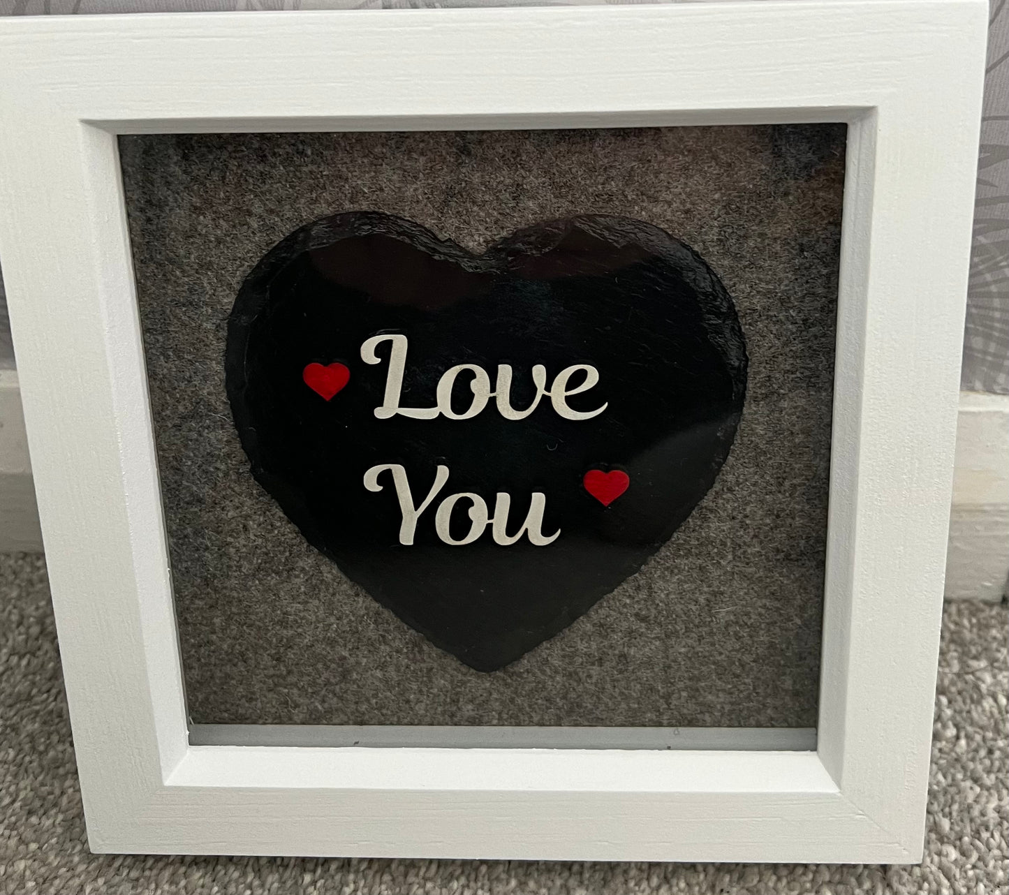Slate Heart Box Frame, English, Saesneg, gift, laser engraved,