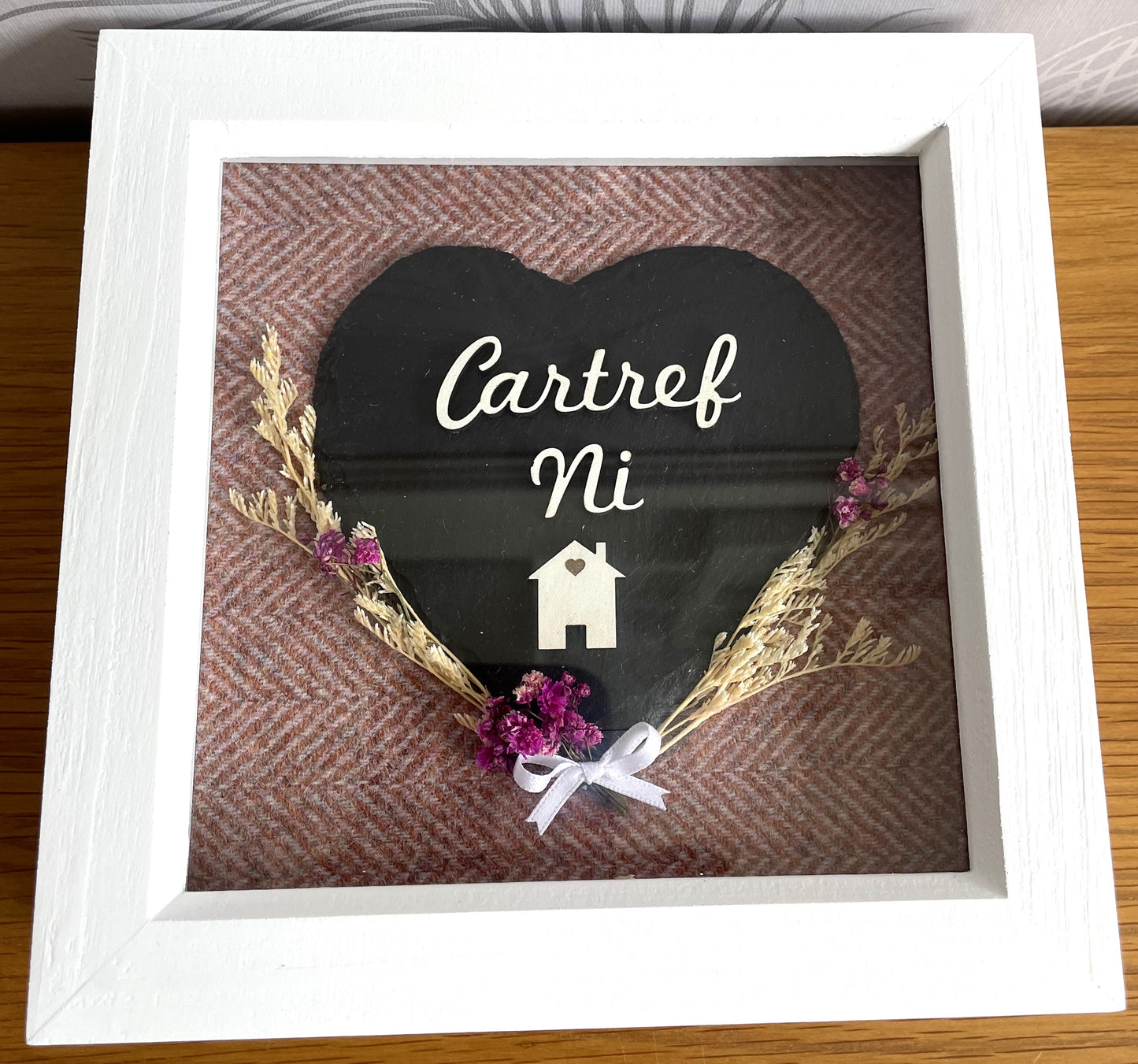 Slate Heart Box Frame, Welsh, Cymraeg, gift, laser engraved,