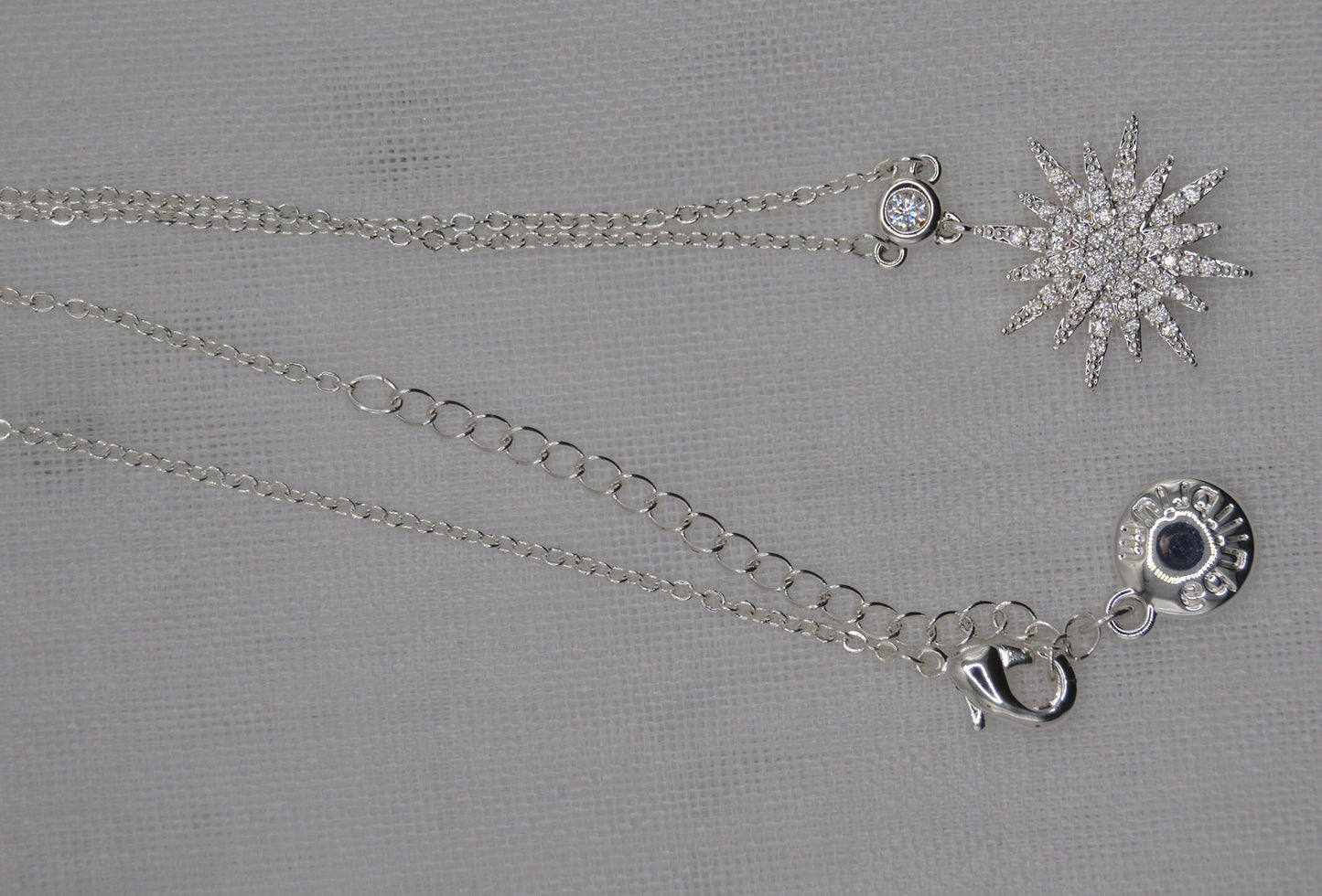 Neckless, CELESTIAL SUNBURST NECKLACE, Silver, with Cubic Zirconia, Gift for her, Jewellery, wedding, Priodas,