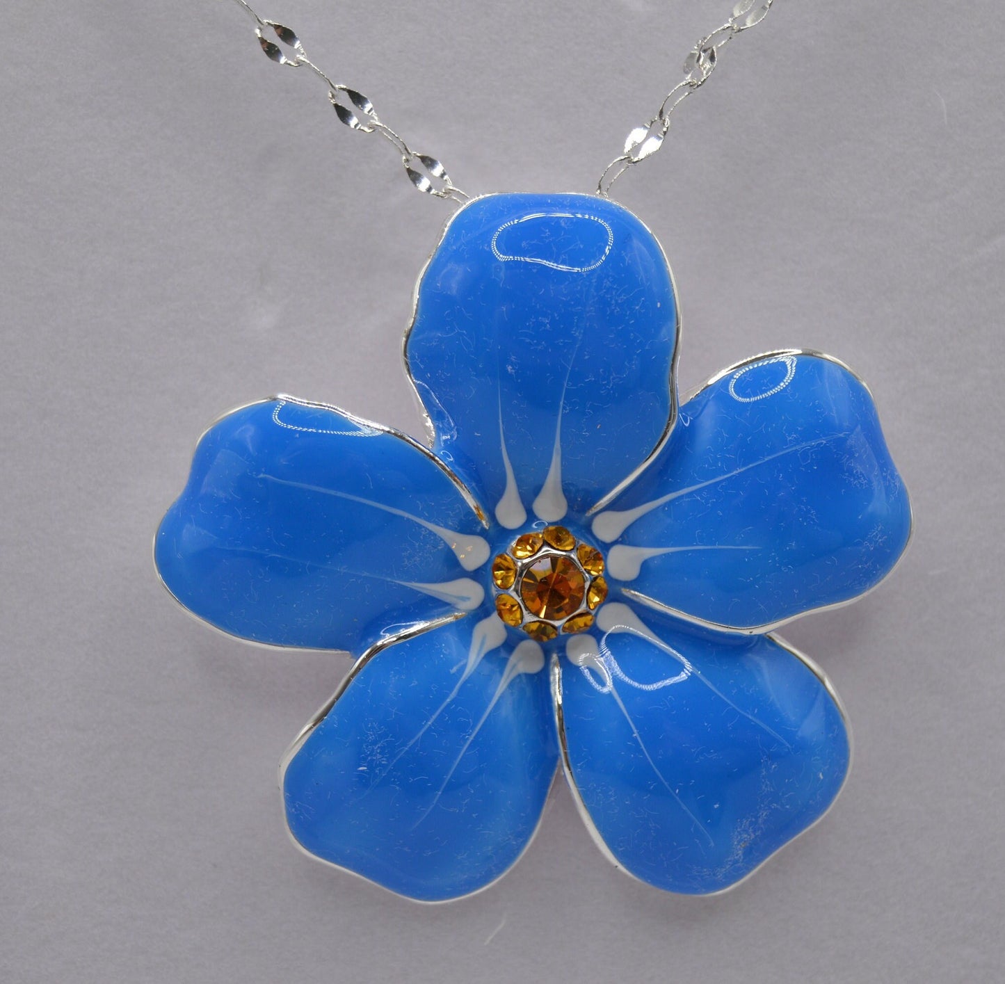 Forget-me-not pendant, Forget me not Neckless, Blue Flower, Silver, gift for her, Jewellery