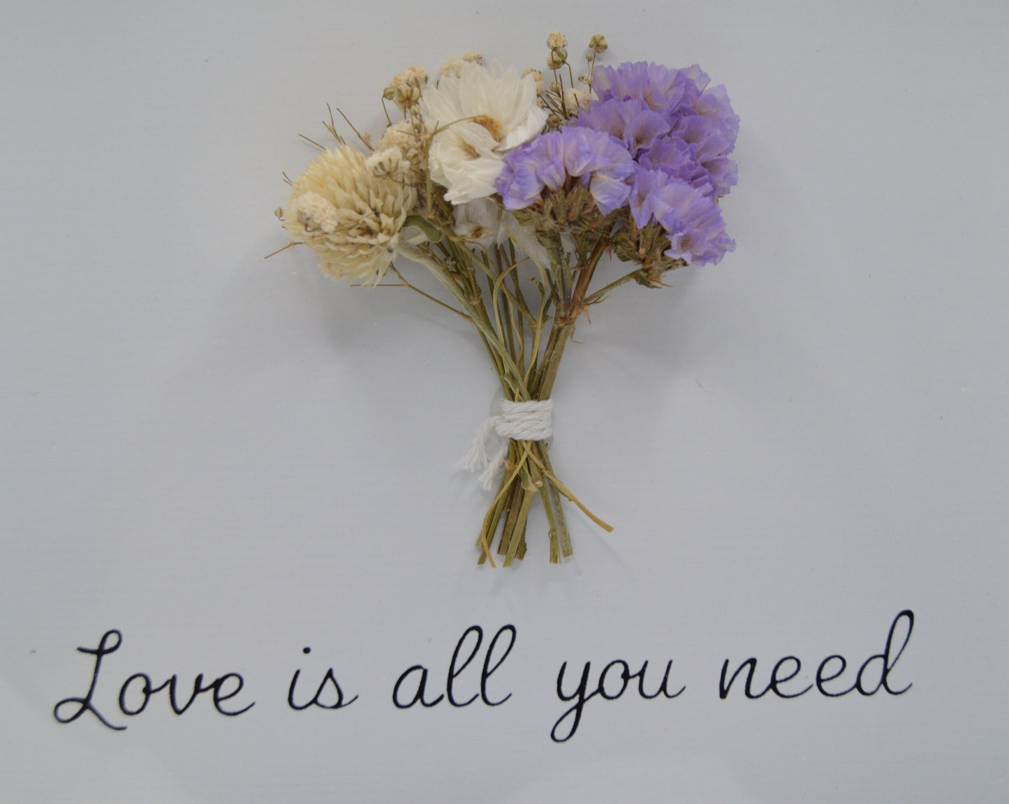 Dried Flowers Plaque, Frame, Thick white wooden frame, size 20cm, Home, Love, Mr & Mrs.