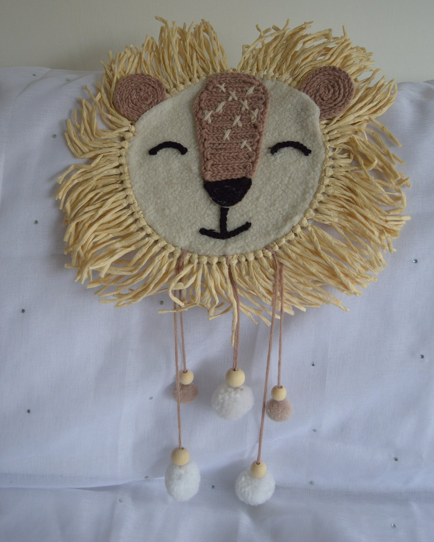 Lion Hanging Decoration, Dream Catcher, Nursery, size 50x35cm