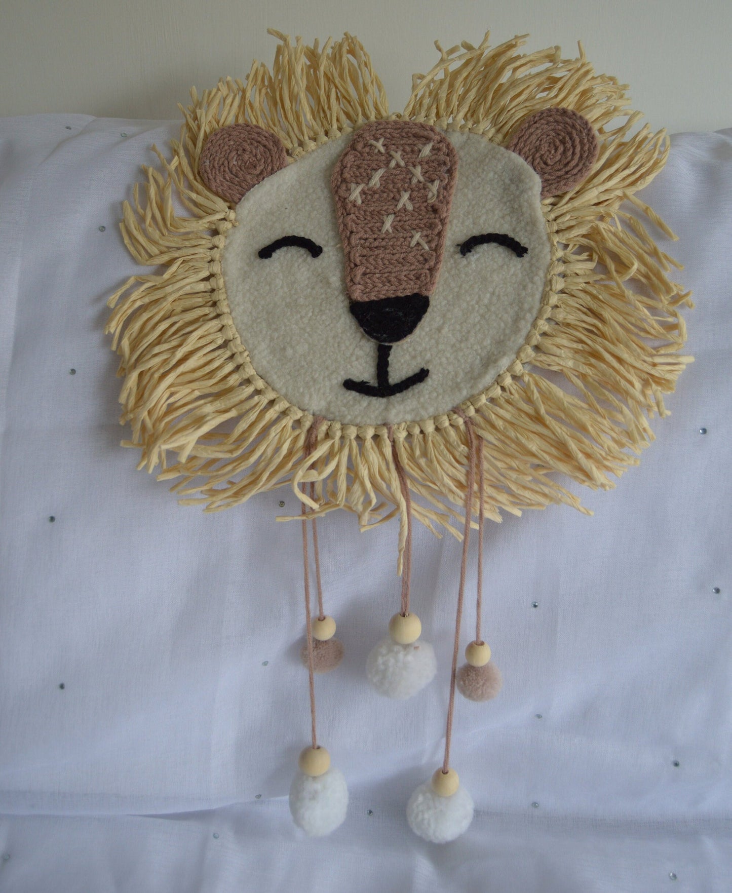 Lion Hanging Decoration, Dream Catcher, Nursery, size 50x35cm