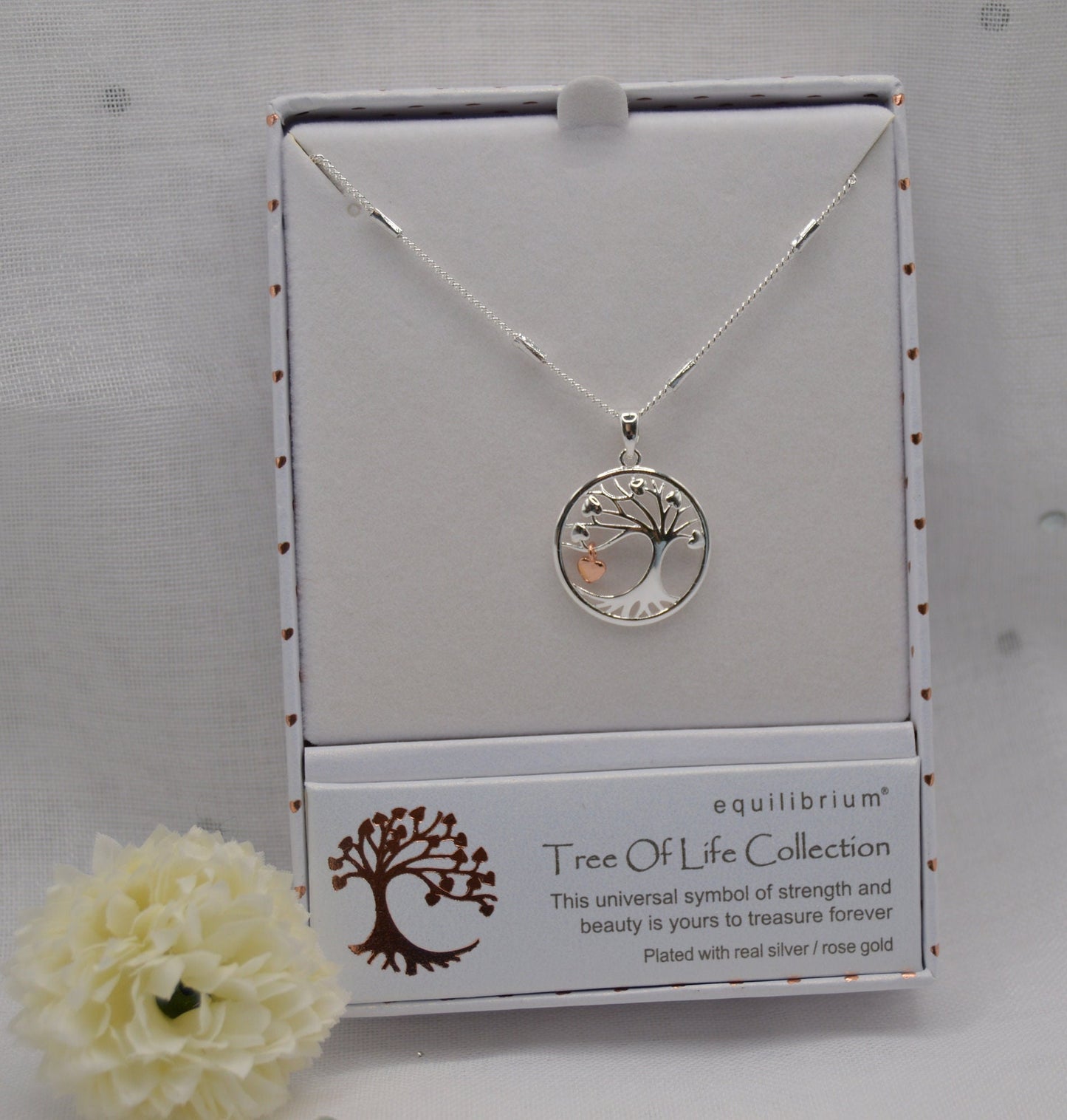 Tree of Life with Dangly Heart Neckless, Silver Neckless, Gold heart, Tree design, Gift for her, Jewellery