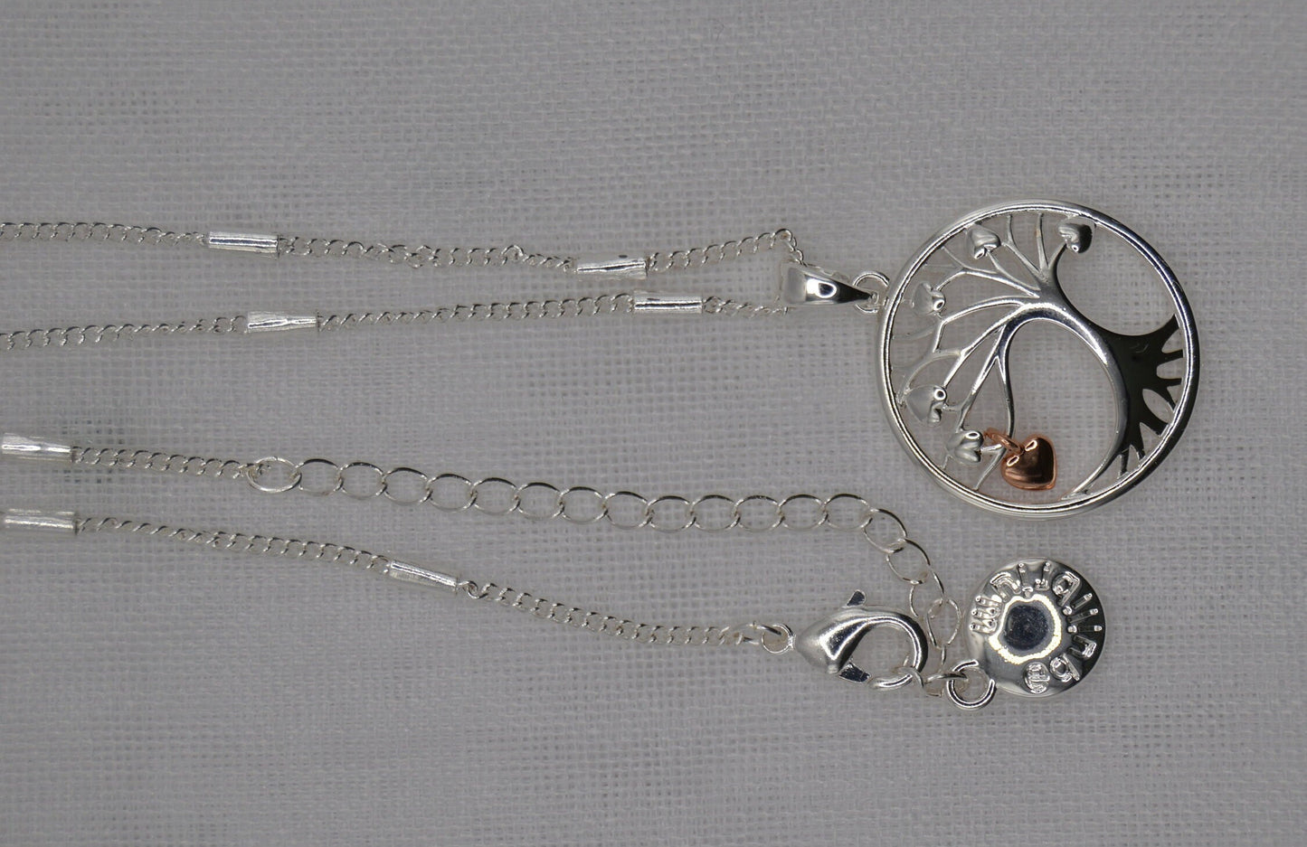 Tree of Life with Dangly Heart Neckless, Silver Neckless, Gold heart, Tree design, Gift for her, Jewellery