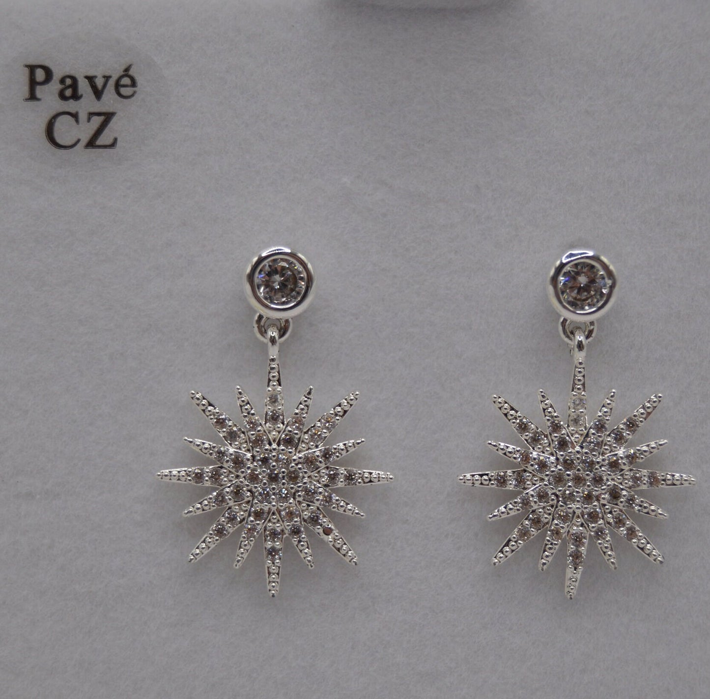 CELESTIAL SUNBURST EARRINGS, Silver earrings, with Cubic Zirconia, Gift for her, Jewellery