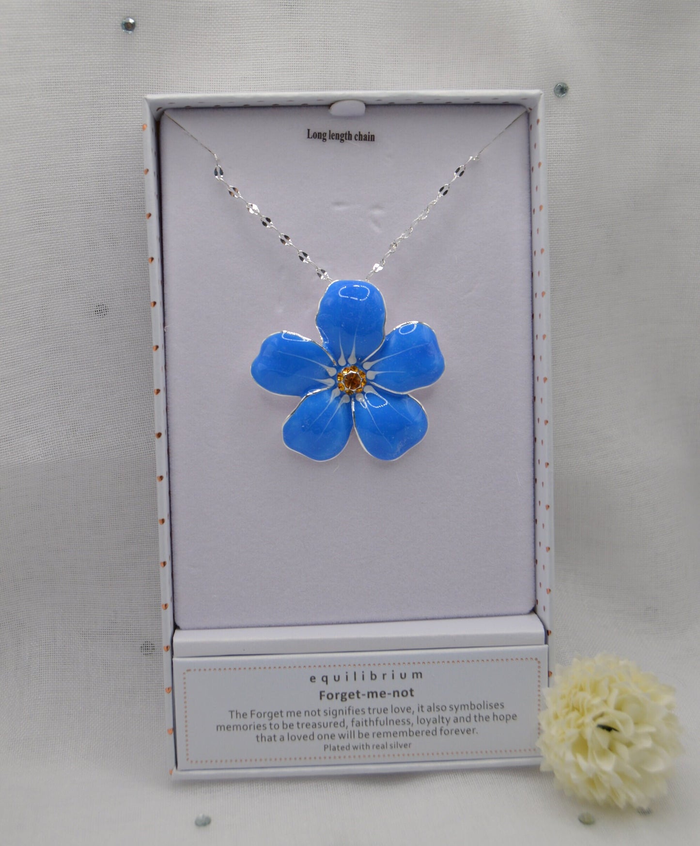 Forget-me-not pendant, Forget me not Neckless, Blue Flower, Silver, gift for her, Jewellery