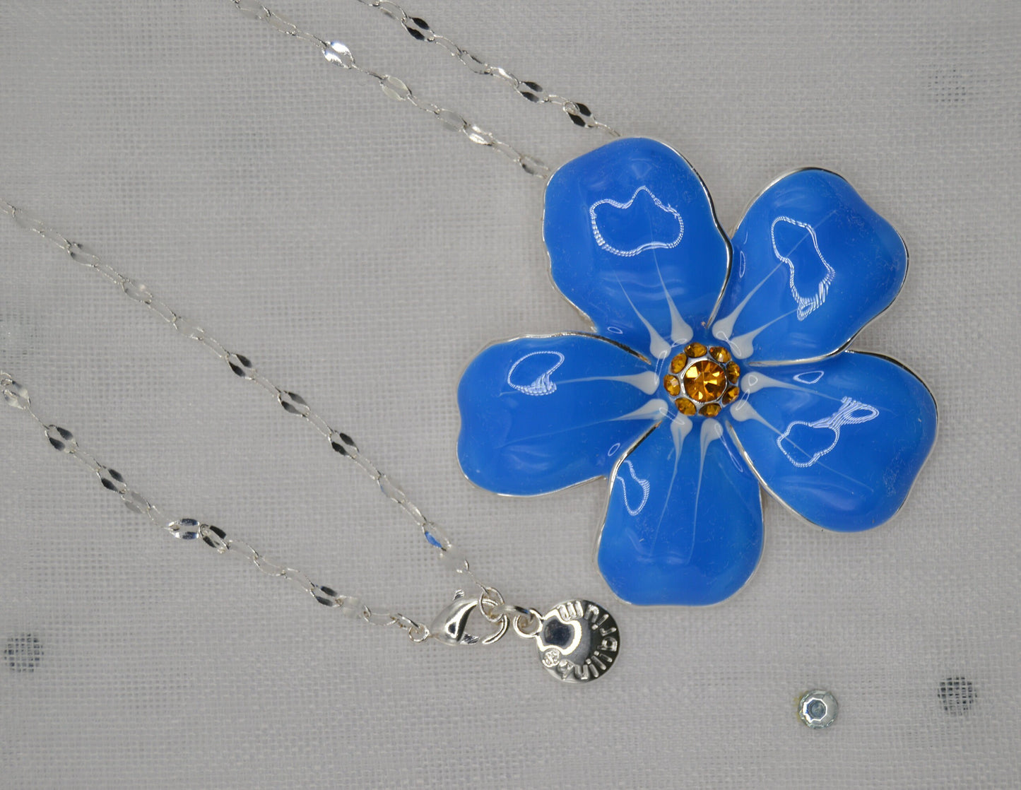Forget-me-not pendant, Forget me not Neckless, Blue Flower, Silver, gift for her, Jewellery