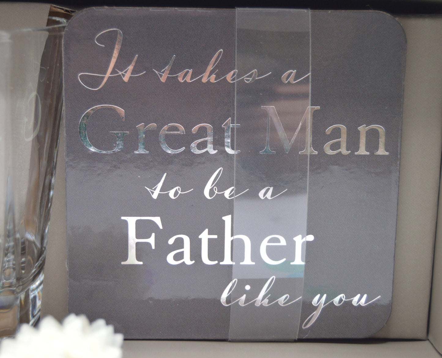 Wedding Gifts, Amore Whisky Glass & Coaster - Father Of Bride, size 9cm, Beautifully Gift Boxed, Perfect for Weddings, Love, Priodas