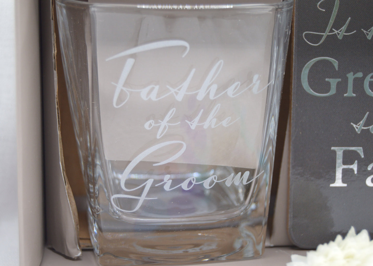 Wedding Gifts, Amore Whisky Glass & Coaster - Father Of Bride, size 9cm, Beautifully Gift Boxed, Perfect for Weddings, Love, Priodas