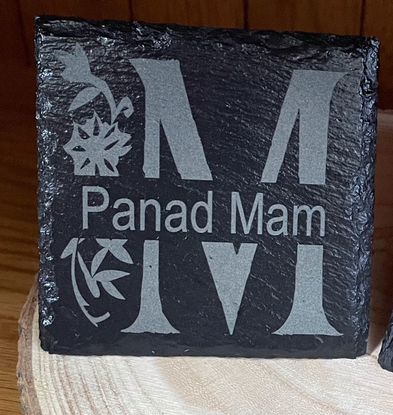 Panad Mam Neu Panad Dad, Slate Coaster, Laser Engraved.