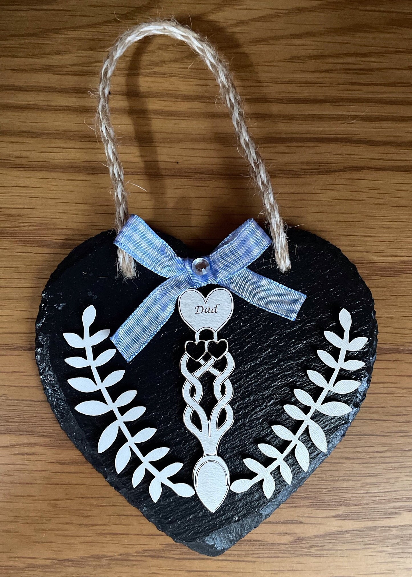 Slate Heart with Love Spoon, Laser cut Love Spoon.