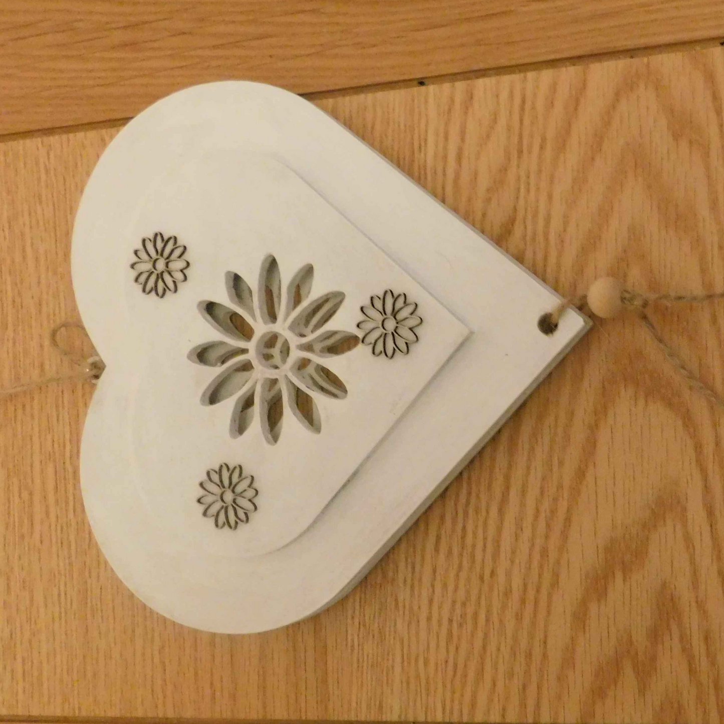 White Wooden Hanging Heart. Calon Gwyn, Wedding, Priodas, valentines.