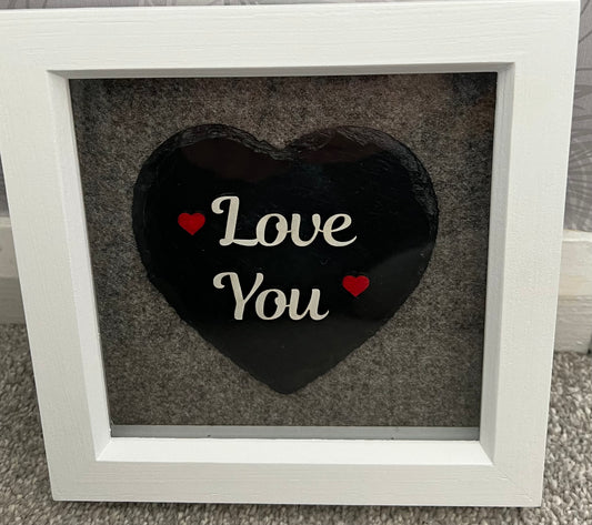 Slate Heart Box Frame, English, Saesneg, gift, laser engraved,