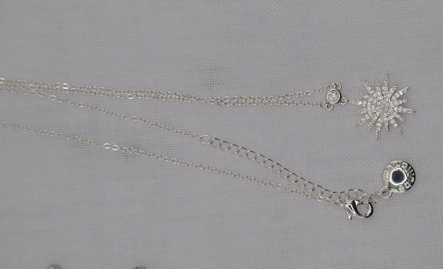 Neckless, CELESTIAL SUNBURST NECKLACE, Silver, with Cubic Zirconia, Gift for her, Jewellery, wedding, Priodas,
