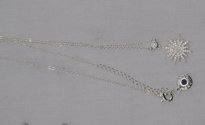 Neckless, CELESTIAL SUNBURST NECKLACE, Silver, with Cubic Zirconia, Gift for her, Jewellery, wedding, Priodas,