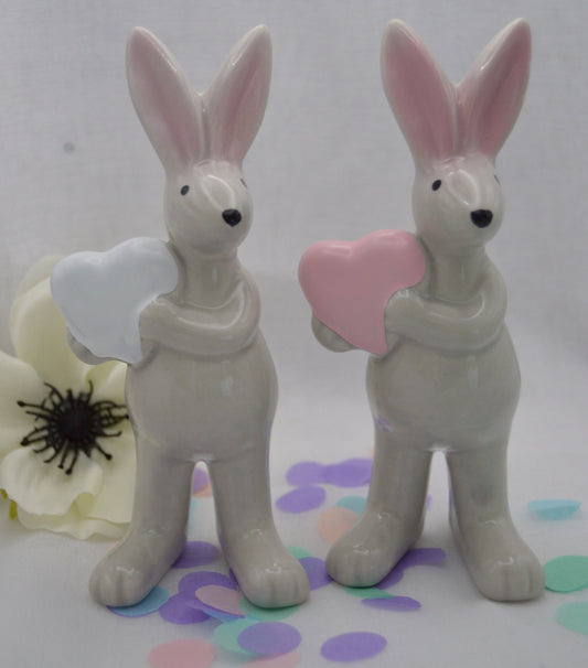 Cute Ceramic Rabbit Ornament Holding Heart