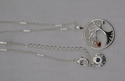 Tree of Life with Dangly Heart Neckless, Silver Neckless, Gold heart, Tree design,  Gift for her, Jewellery