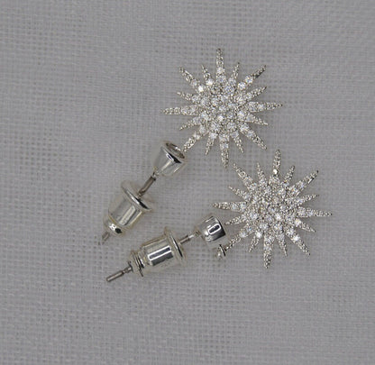 CELESTIAL SUNBURST EARRINGS, Silver earrings, with Cubic Zirconia, Gift for her, Jewellery
