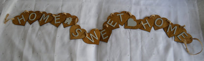 Wooden Bunting with Home Sweet Home, Grey lettering, House